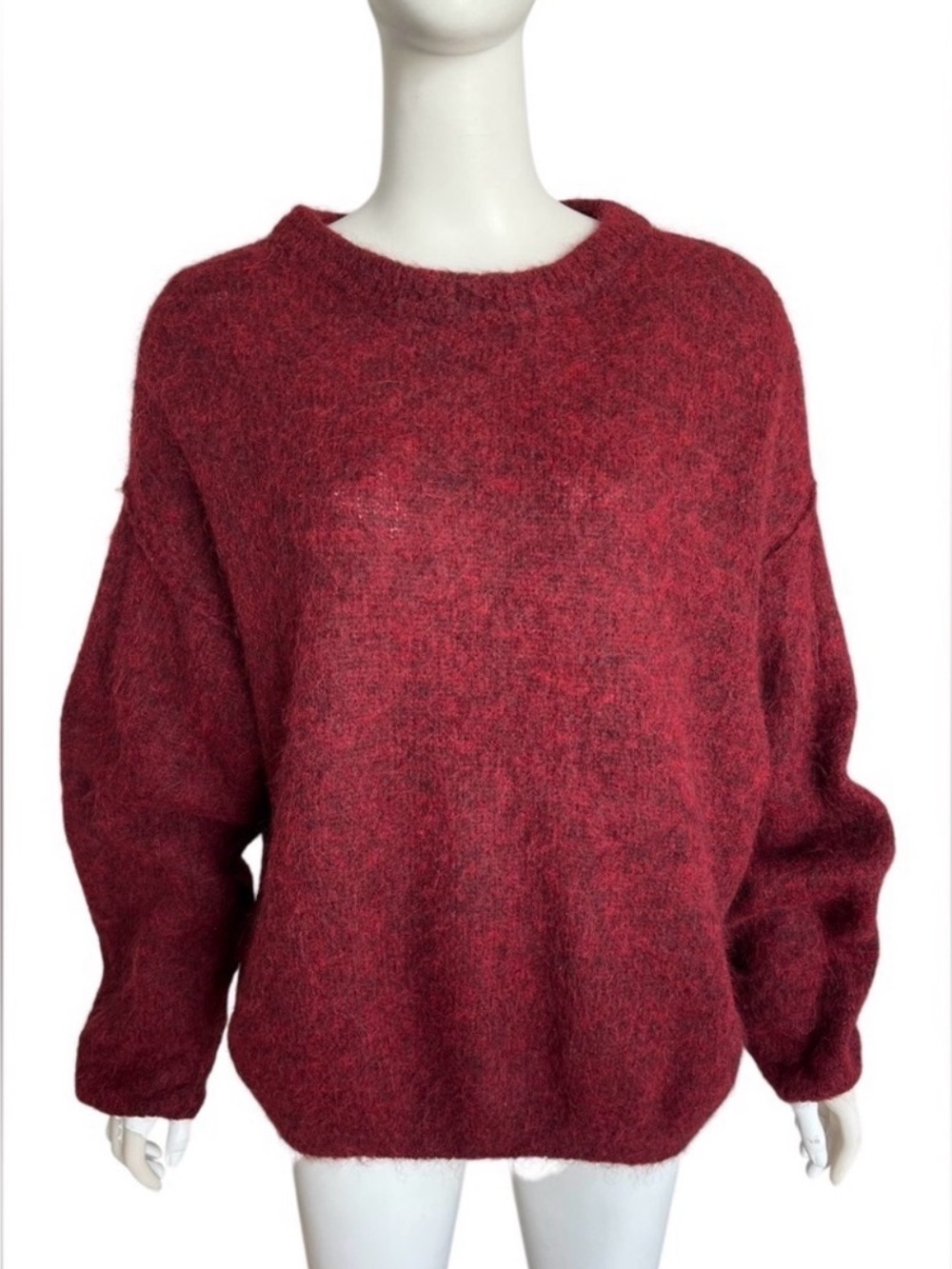 Free People Alpaca Wool Angelic Sweater Womens Sz XS Red Burgundy Oversized NWT - Picture 6 of 11